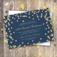 Corporate Fundraiser Dinner Gold Confetti Navy Blu