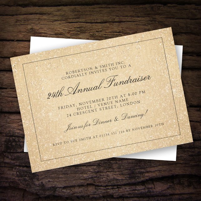 Corporate Fundraiser Gala Party Gold Glitter Paint Invitation (Creator Uploaded)