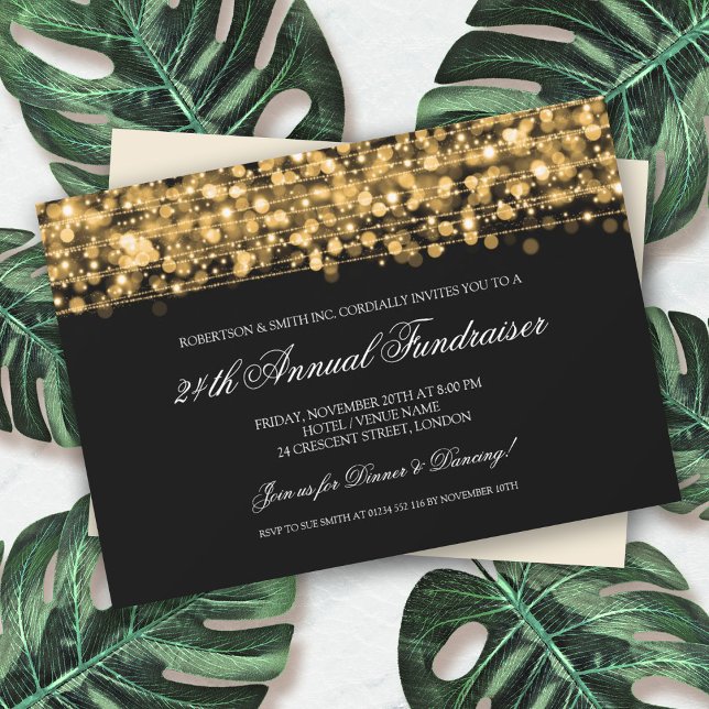 Corporate Fundraiser Gala Party Sparkles Gold Invitation (Creator Uploaded)