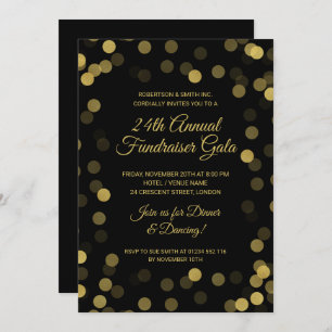 Corporate Fundraiser Gold Glitter Dots Black