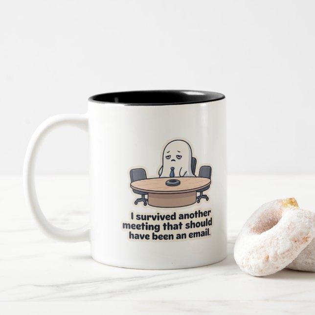 Corporate Ghost Funny Meeting Mug (With Donut)