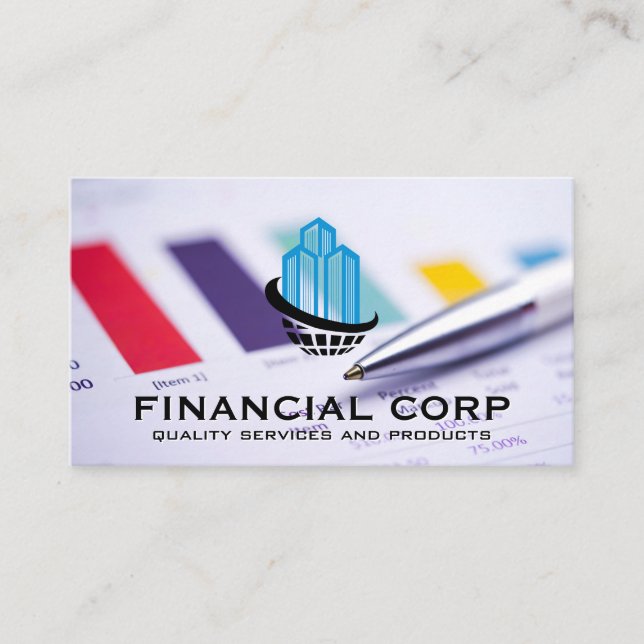 Corporate Global Logo | Charts Business Card (Front)