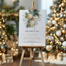 Corporate Gold Baubles Greenery Christmas Welcome