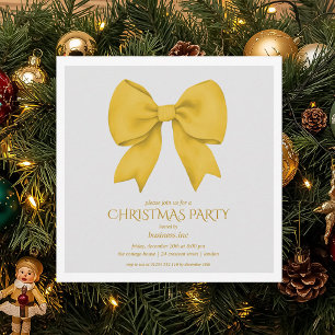 Corporate Gold Bow Christmas Holiday Party  Invitation