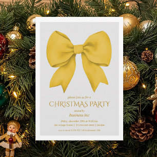 Corporate Gold Bow Christmas Holiday Party  Invitation