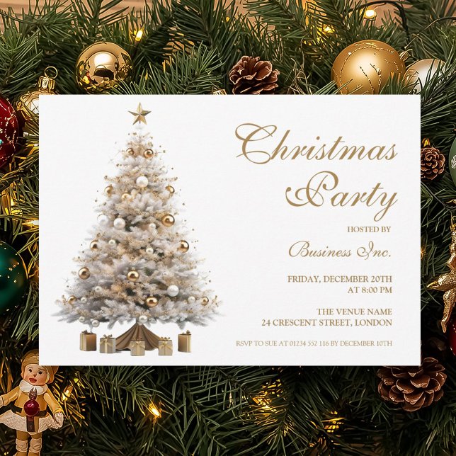 Corporate Gold Christmas Tree Holiday Party  Invitation (Corporate Gold Christmas Tree Holiday Party Invitation)