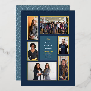 Corporate Gold Framed 6 Photo Gallery Christmas Foil Holiday Card