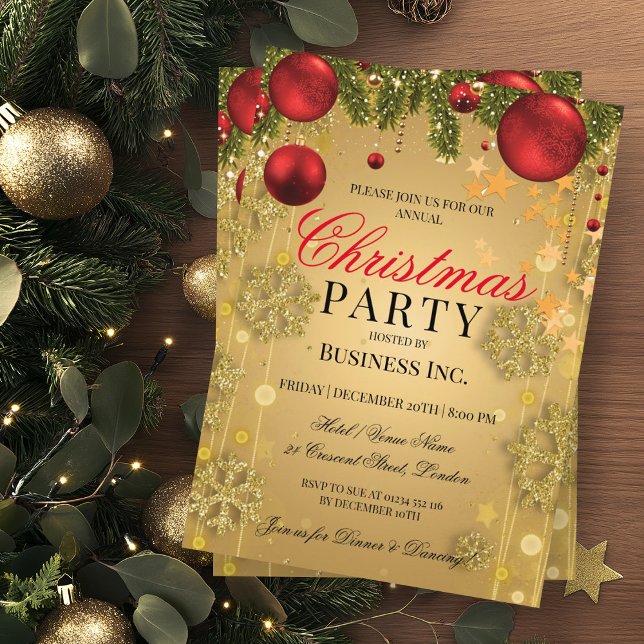 Corporate Gold Winter Glam Christmas Party Invitation (Corporate Gold Winter Glam Christmas Party Invitation)