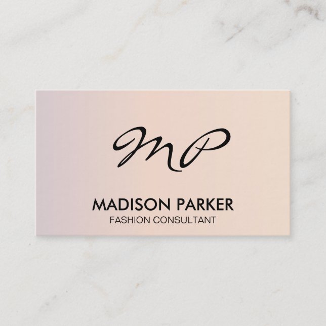 Corporate Gradient Script Monogram Business Card (Front)
