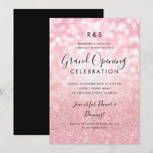 Corporate Grand Opening Rose Gold Glitter & Lights Invitation