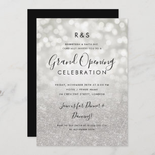 Corporate Grand Opening Silver Glitter & Lights  Invitation
