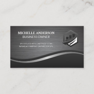 Corporate Graph Logo   Metallic Wave Business Card