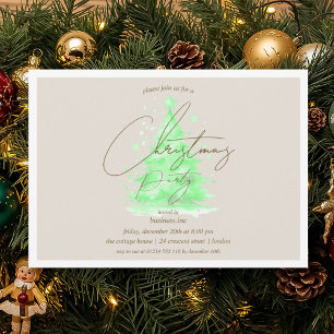 Corporate Green Christmas Tree Holiday Party Invitation