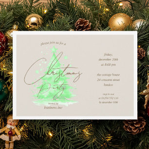 Corporate Green Christmas Tree Holiday Party Invitation