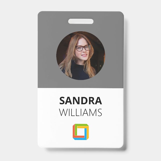 Corporate Grey Custom Employee ID Badge (Front)
