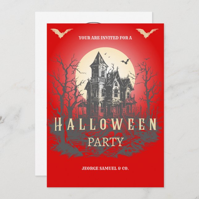 Corporate Halloween Party Invitation | Custom Logo (Front/Back)