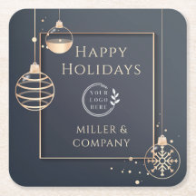 Corporate Happy Holidays Logo Rose Gold Modern