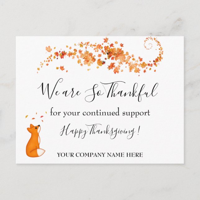 Corporate Happy Thanksgiving Holiday Postcard (Front)