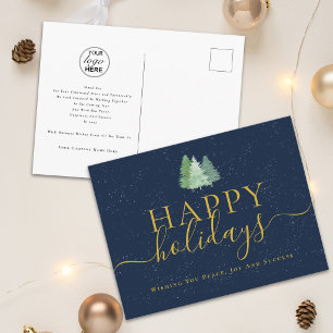 Corporate Holiday Greetings Company Logo Fir Trees Postcard