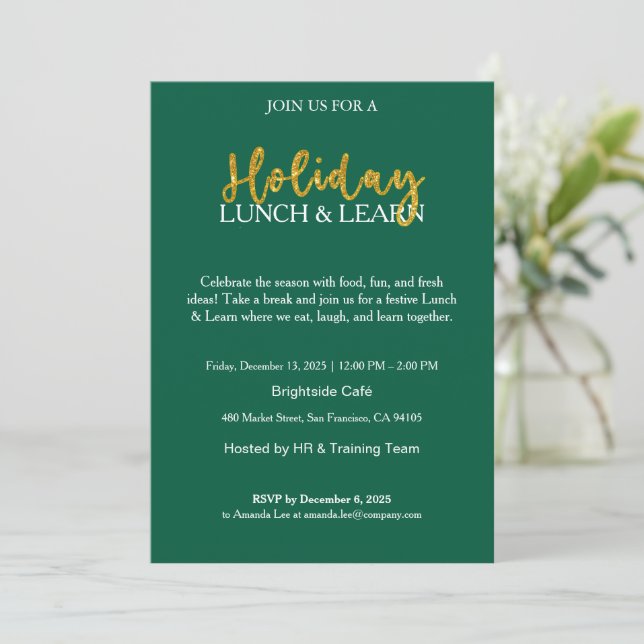 Corporate Holiday Lunch & Learn Invite (Standing Front)
