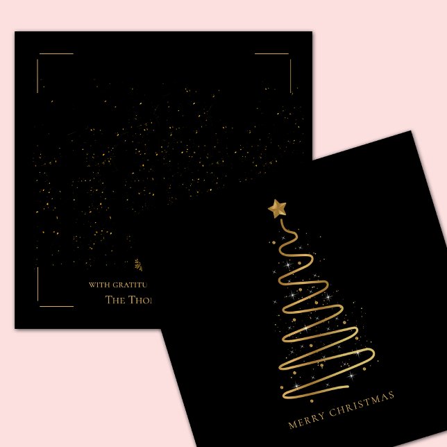 Corporate Holiday Merry Christmas Black and Gold  Card (Corporate Holiday Merry Christmas Black and Gold Holiday Note Card)