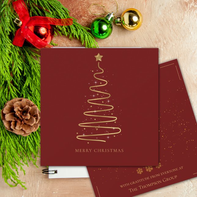 Corporate Holiday Merry Christmas Red and Gold Card (Corporate Holiday Merry Christmas Red and Gold Holiday Note Card)