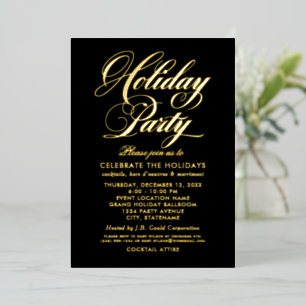 Corporate Holiday Party Black Script Gold