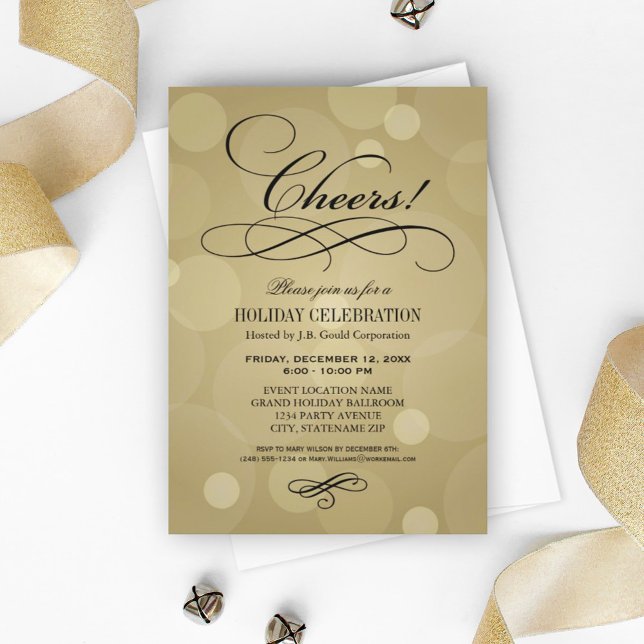 Corporate Holiday Party | Champagne Gold Cheers Invitation (Creator Uploaded)