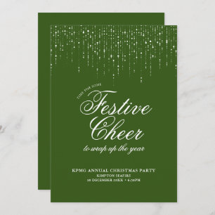 Corporate Holiday Party Green White Festive Cheer Invitation