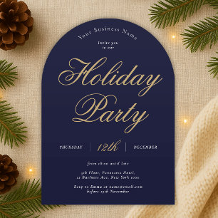 Corporate Holiday Party Navy & Gold Business Arch Invitation
