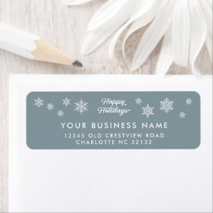 Corporate Holiday Return Address Blue Snowflake Label