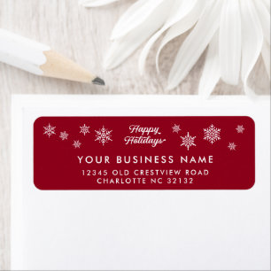Corporate Holiday Return Address Red Snowflake Label