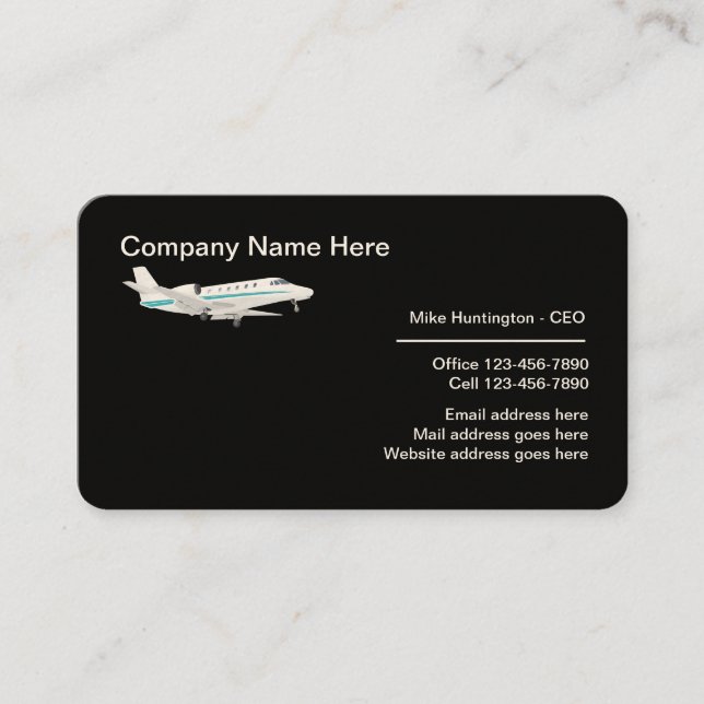 Corporate Jet Transportation Logo Design Business Card (Front)