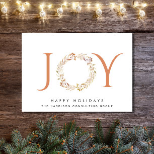 Corporate Joy Terracotta Wreath Watercolor Holiday Card