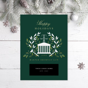 Corporate Law Firm Foil Green Foil Holiday Card