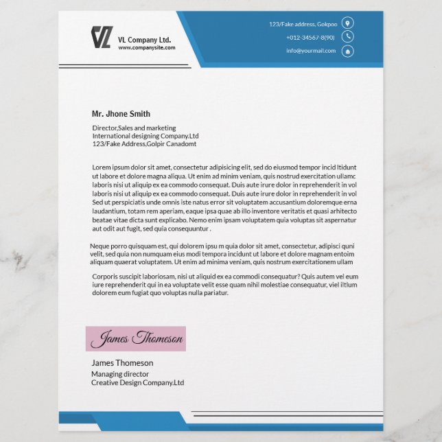 Corporate Letterhead Template (Front)