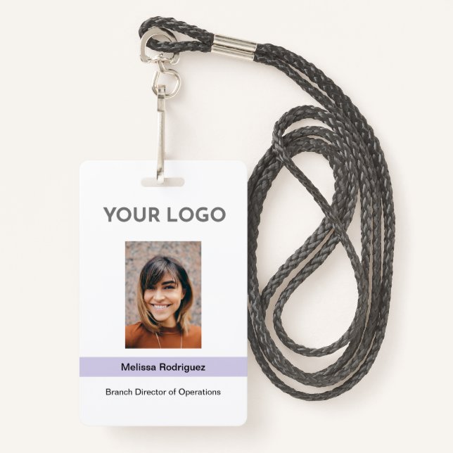 Corporate Lilac Employee Photo ID ID Badge (Front with Lanyard)