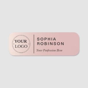 Corporate Logo Branded Employee Faux Rose Gold Name Tag