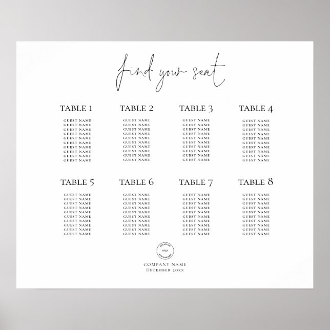 Corporate Logo Christmas Party Seating Chart (Front)