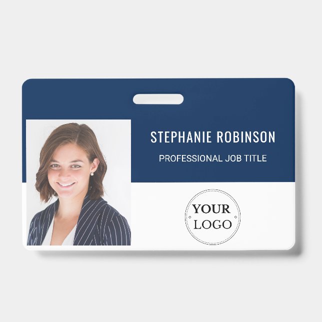 Corporate Logo, Employee Photo, Name, Bar Code ID Badge (Front)