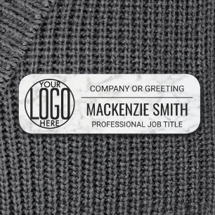 Corporate Logo Faux Marble Professional Employee Name Tag