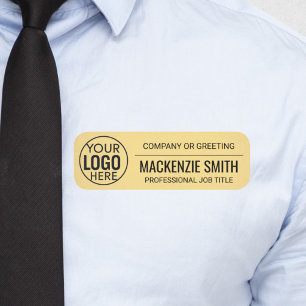 Corporate Logo Gold Color Printed Plastic Employee Name Tag