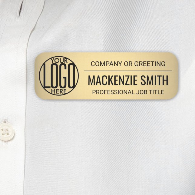 Corporate Logo Gold Colour Printed Plastic Employe Name Tag (Creator Uploaded)