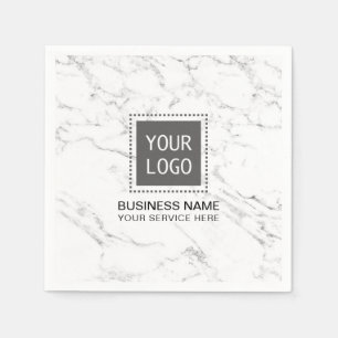 Corporate Logo Modern White Marble Business Office Napkin