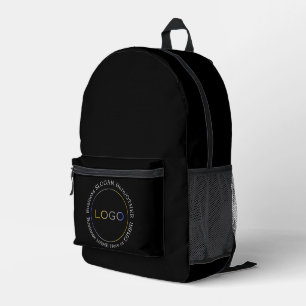 Corporate Logo Name Slogan Centre Front Black Printed Backpack