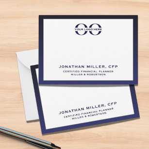 Corporate Logo Navy White Note Card