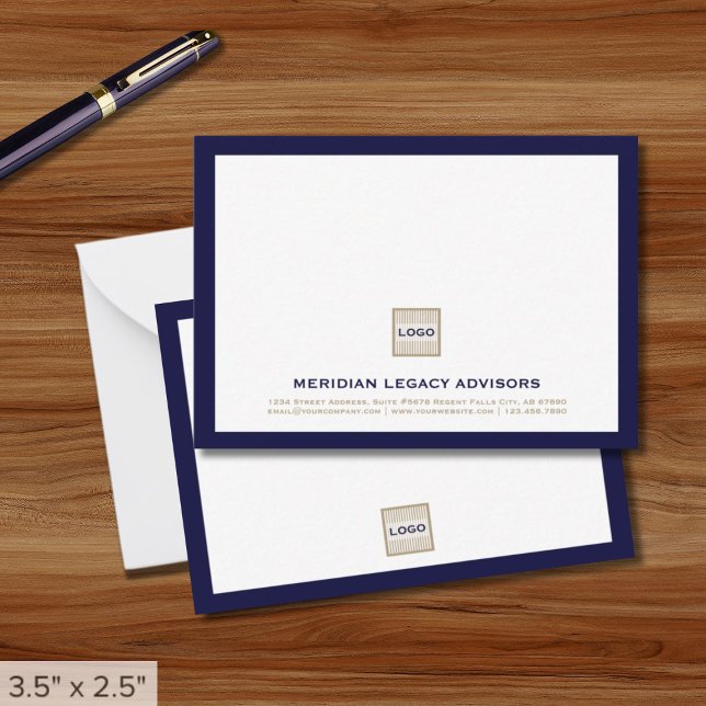 Corporate Logo Navy White Note Card (Creator Uploaded)