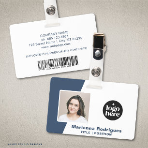 Corporate Logo Photo Barcode Custom Employee ID Badge