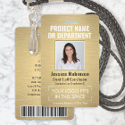 Corporate Logo Photo ID QR Barcode Brushed Gold