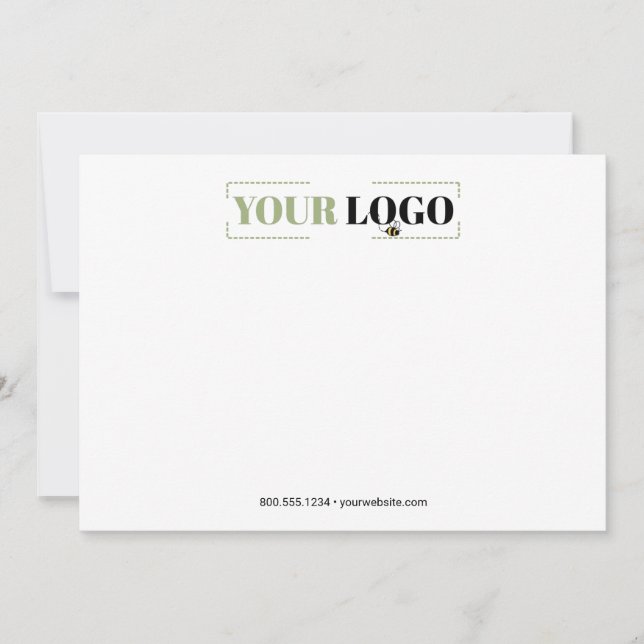Corporate Logo Simple White Landscape Note Card (Front)